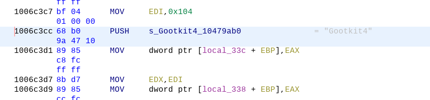 Gootkit4 string in code